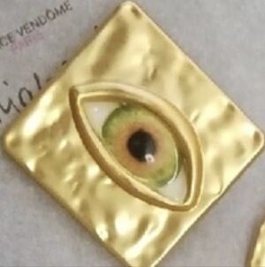 Schiaparelli Huge BROOCH Button Single Gold Matte Metal 30 mm Made In FRANCE